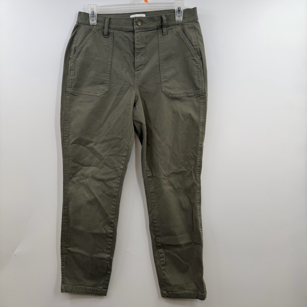 Evereve Payton Utility Pants Womens 28 Olive Green High Rise Ankle Slit